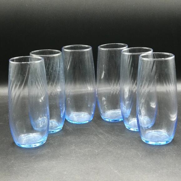 Libbey Misty Blue Swirl Tumbler or Iced Tea 16 oz Glasses Set Of 6 - Picture 1 of 6
